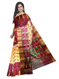 Pradip Fabrics Ethnic Women's Tant Tussar Silk Peach and Maroon Color Saree