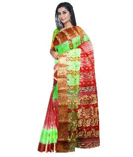 red and green 2d saree