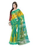 Pradip Fabrics Ethnic Women's Tant Silk Light Green and Yellow Color Saree