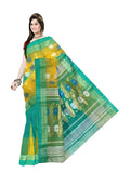Pradip Fabrics Ethnic Women's Tant Silk Light Green and Yellow Color Saree