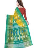 Pradip Fabrics Ethnic Women's Tant Silk Light Green and Yellow Color Saree