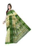 Pradip Fabrics Ethnic Women's Tant Silk White and Green Color Saree