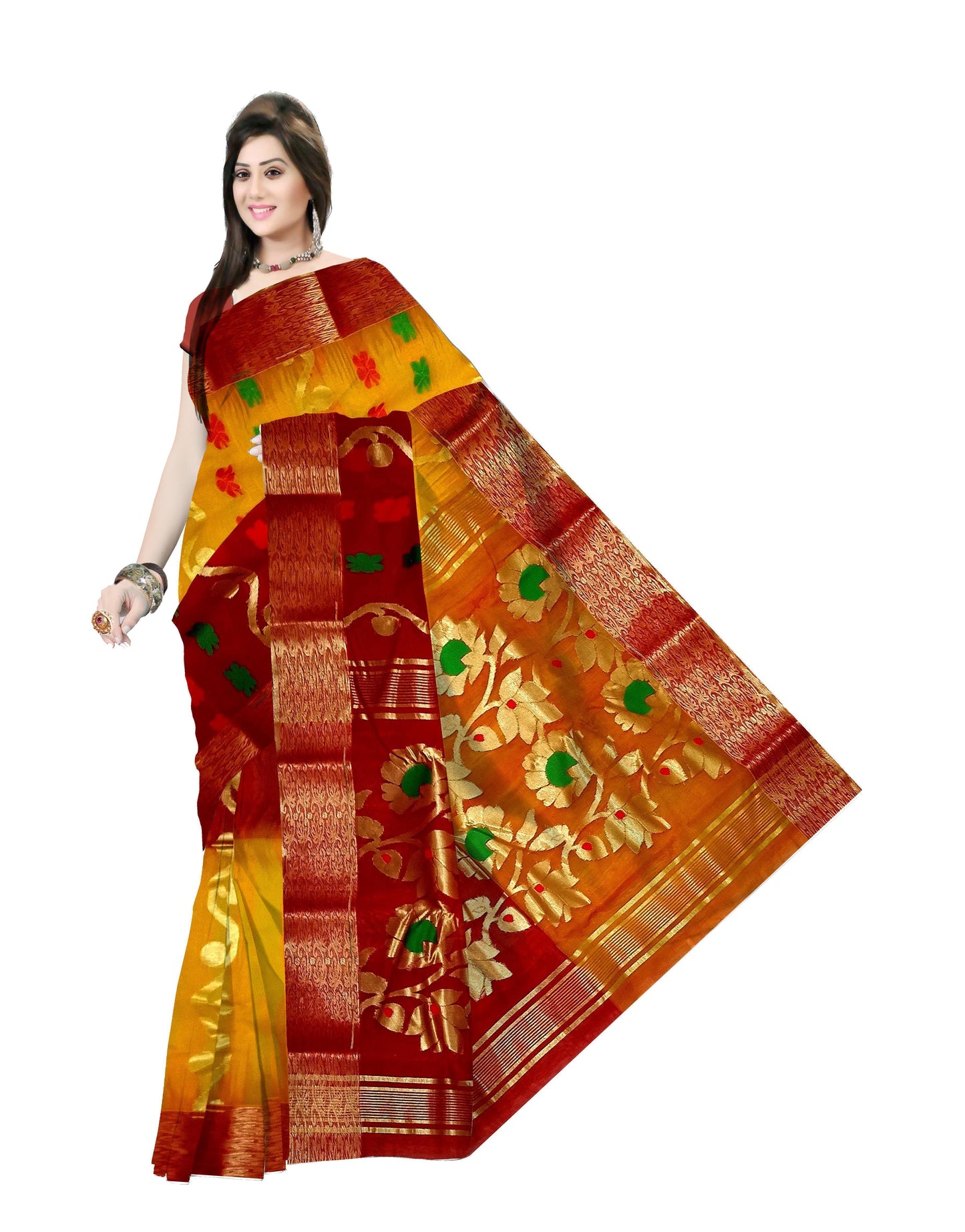 bengal handloom tant tussar silk 2d bumper saree