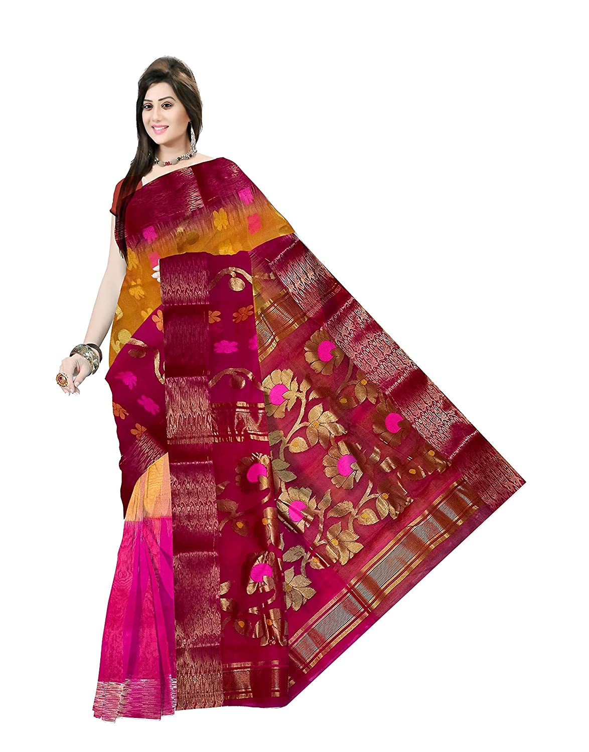 bengal handloom tant tussar silk 2d bumper saree