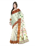 Pradip Fabrics Pure Tant Cotton White (Cream) Color Saree