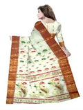 Pradip Fabrics Pure Tant Cotton White (Cream) Color Saree