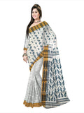 Pradip Fabrics Ethnic Women's Cotton Tant Baluchari White Color Saree