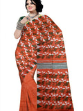 Pradip Fabrics Ethnic Women's  Orange Color jamdani  Saree