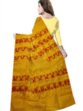 Pradip Fabrics Ethnic Women's Tant jmdani Yellow Color Saree