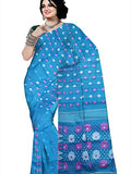 Pradip Fabrics Ethnic Women's Tant jamdani Aqua Color Saree