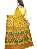 Pradip Fabrics Ethnic Women's Tant Jamdani Yellow Mina Border Color Saree