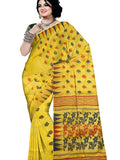 Pradip Fabrics Ethnic Women's Tant Jamdani Yellow Mina Border Color Saree