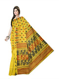 Pradip Fabrics Ethnic Women's Tant Jamdani Yellow Mina Border Color Saree