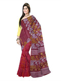 Pradip Fabrics Ethnic Women's Tant Jamdani Maroon Color Saree
