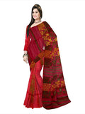 Pradip Fabrics Ethnic Women's Tant Jamdani Maroon Color Saree