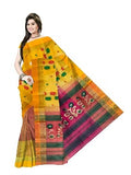 Pradip Fabrics Ethnic Women's Tant Silk Red and Yellow Color Saree
