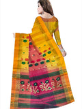 Pradip Fabrics Ethnic Women's Tant Silk Red and Yellow Color Saree