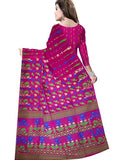 Pradip Fabrics Ethnic Women's All Over Dhakai Jamdani Tant Silk Dark Pink Color Saree