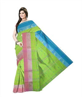 Pradip Fabrics Ethnic Women's Tant Cotton Light Green Color Saree