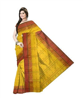 Pradip Fabrics Ethnic Women's Tant Cotton Yellow Color Saree