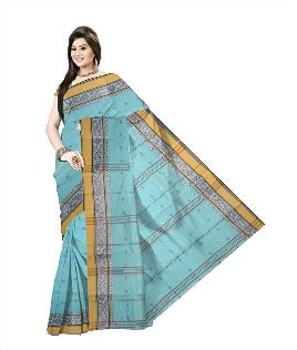 Pradip Fabrics Ethnic Women's Tant Cotton Sky Blue Color Saree