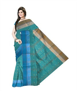 Pradip Fabrics Ethnic Women's Tant Cotton Sea Green Color Saree