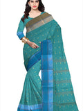 Pradip Fabrics Ethnic Women's Tant Cotton Sea Green Color Saree