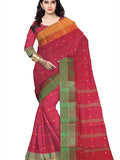 Pradip Fabrics Ethnic Women's Tant Cotton Red Color Saree