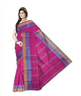 Pradip Fabrics Ethnic Women's Tant Cotton Dark Pink Color Saree