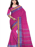 Pradip Fabrics Ethnic Women's Tant Cotton Dark Pink Color Saree
