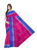 Pradip Fabrics Ethnic Women's Cotton Tant Dark Pink Body And Blue Border Saree