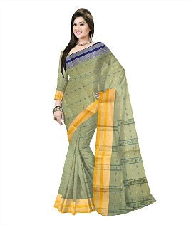 Pradip Fabrics Ethnic Women's Tant Cotton Cream Color Saree