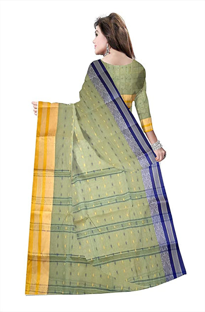 Pradip Fabrics Ethnic Women's Tant Cotton Cream Color Saree