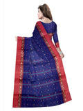 Pradip Fabrics Ethnic Women's Cotton Tant Navy Blue Color Saree