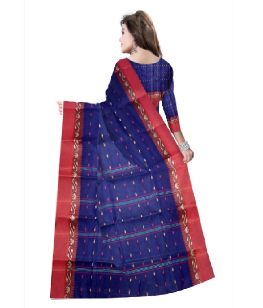 Pradip Fabrics Ethnic Women's Cotton Tant Navy Blue Color Saree