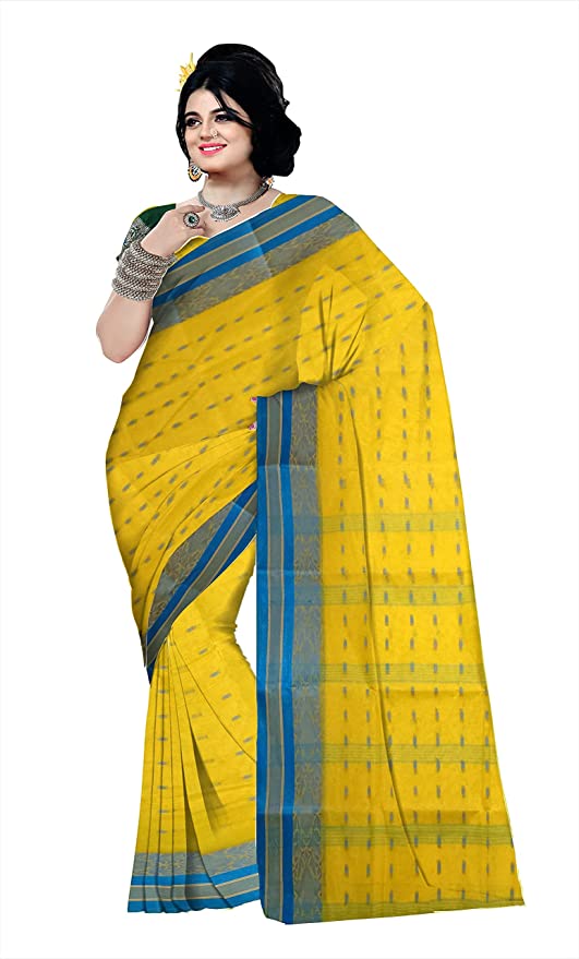 Pradip Fabrics Ethnic Women's Cotton Tant Mustard Color Saree