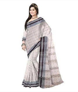 Pradip Fabrics Ethnic Women's Cotton Tant White Color Saree