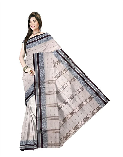 Pradip Fabrics Ethnic Women's Cotton Tant White Color Saree