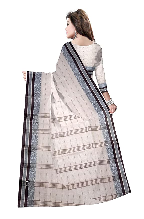 Pradip Fabrics Ethnic Women's Cotton Tant White Color Saree