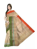 Pradip Fabrics Ethnic Women's Tant Cotton Cream Color Saree