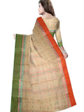 Pradip Fabrics Ethnic Women's Tant Cotton Cream Color Saree