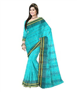 Pradip Fabrics Ethnic Women's Cotton Tant Sea Green Color Saree