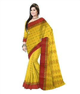 Pradip Fabrics Ethnic Women's Cotton Tant Yellow Color Saree