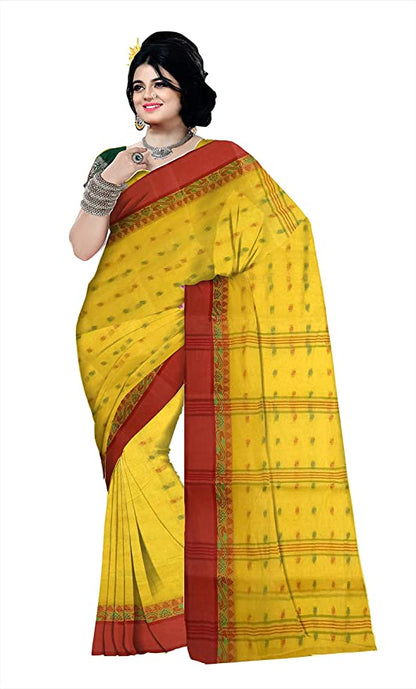 Pradip Fabrics Ethnic Women's Cotton Tant Yellow Color Saree