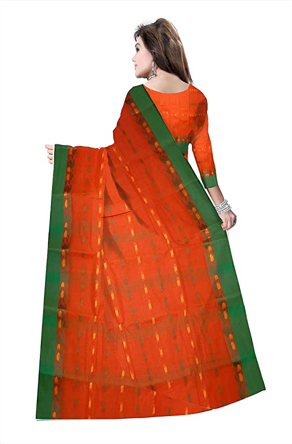 Pradip Fabrics Ethnic Women's Cotton Tant Orange Color Saree