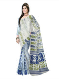 Pradip Fabrics Ethnic Women's Tant All Over Aqua Soft Dhakai Jamdani Saree