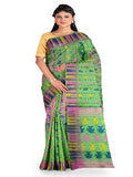 Pradip Fabrics Ethnic Woman's Tant All Over Jamdani Green Color Saree