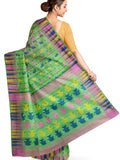 Pradip Fabrics Ethnic Woman's Tant All Over Jamdani Green Color Saree