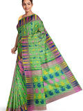 Pradip Fabrics Ethnic Woman's Tant All Over Jamdani Green Color Saree
