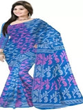 Pradip Fabrics Ethnic Women's Tant Gap Dhakai Jamdani Blue Color Saree